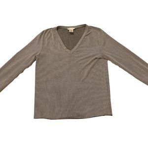 URBAN Romantics Black and White Striped V-Neck Long Sleeve